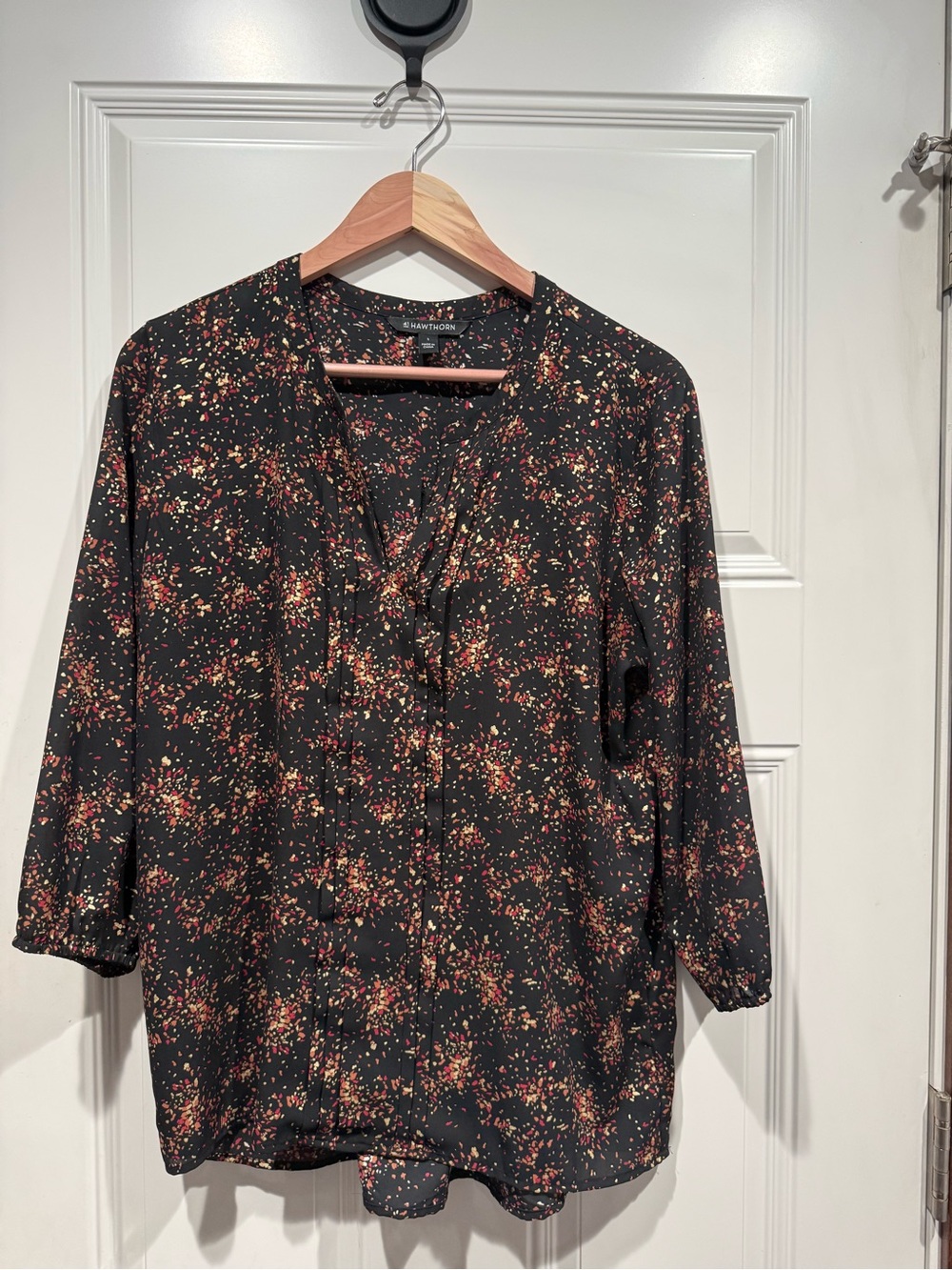 41 Hawthorn Black Floral Tie-Neck Blouse